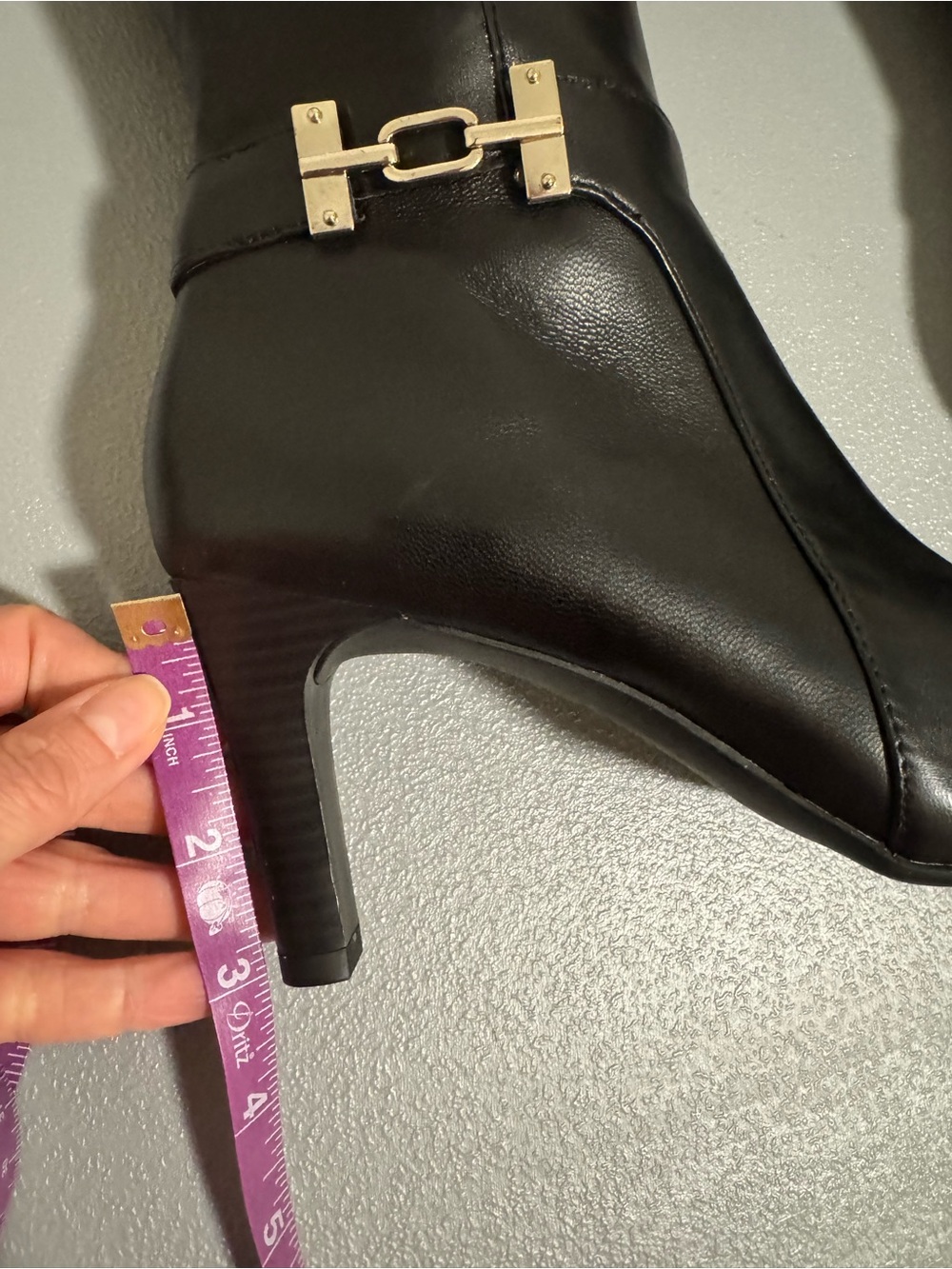 Bandolino Black Genuine Leather Tall Heeled Boots with Silver Accent Size 7 - Picture 8 of 10